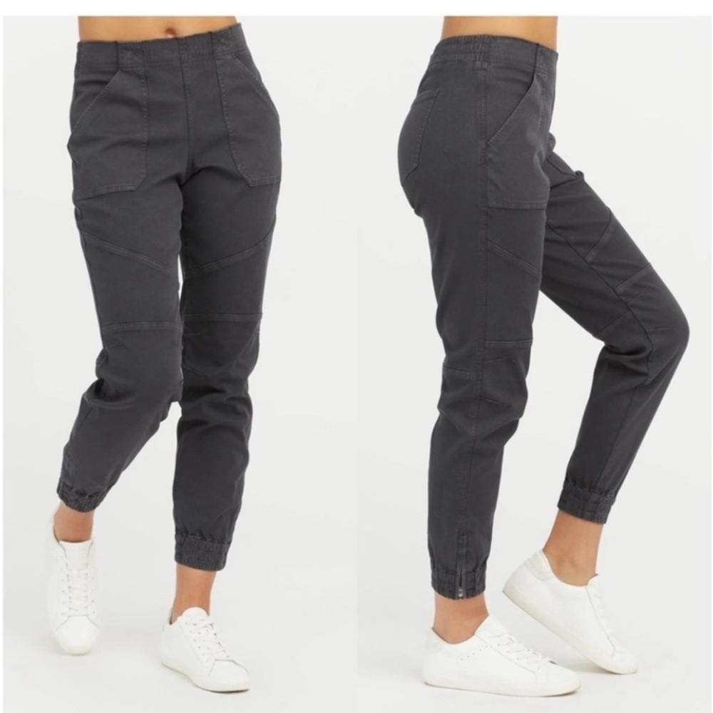 SPANX Stretch Twill Cargo Jogger Washed Gray Pants Size Medium M Woman’s